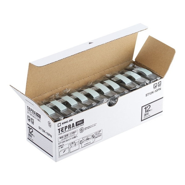 ST12K-10PN テプラPROテープ エコパック 透明ラベル 12mm 10個入