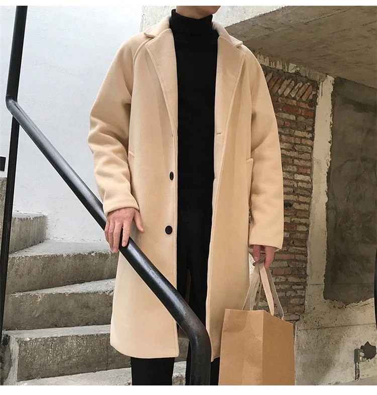 シックな雰囲気が魅力激安セール 男性 中長セクション 怠惰な風 ウィンドブレイカー と 暖かい 厚手 大人気 韓国語 スリム ウールジャケット 学生 気質新品セール