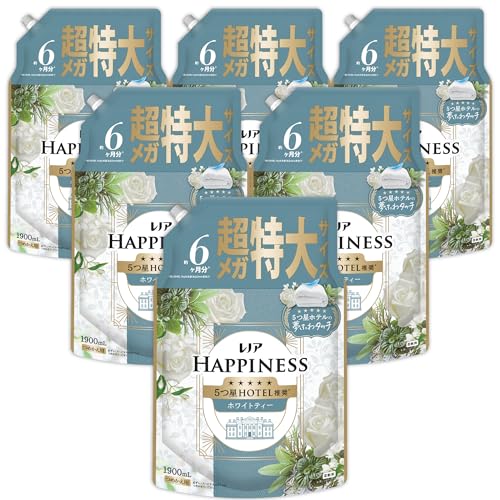 レノア Lenor ハピネス 夢ふわタッチ 柔軟剤 ホワイトティー 詰め替え 1900mL×6袋 [大容量] [ケース品]