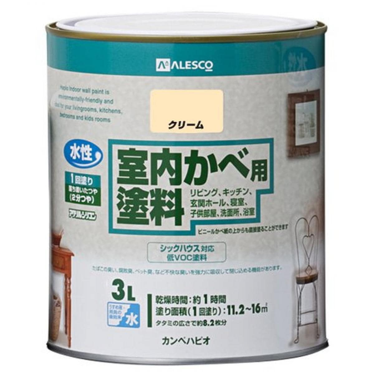 カンペハピオ 室内かべ用塗料 クリーム 3L