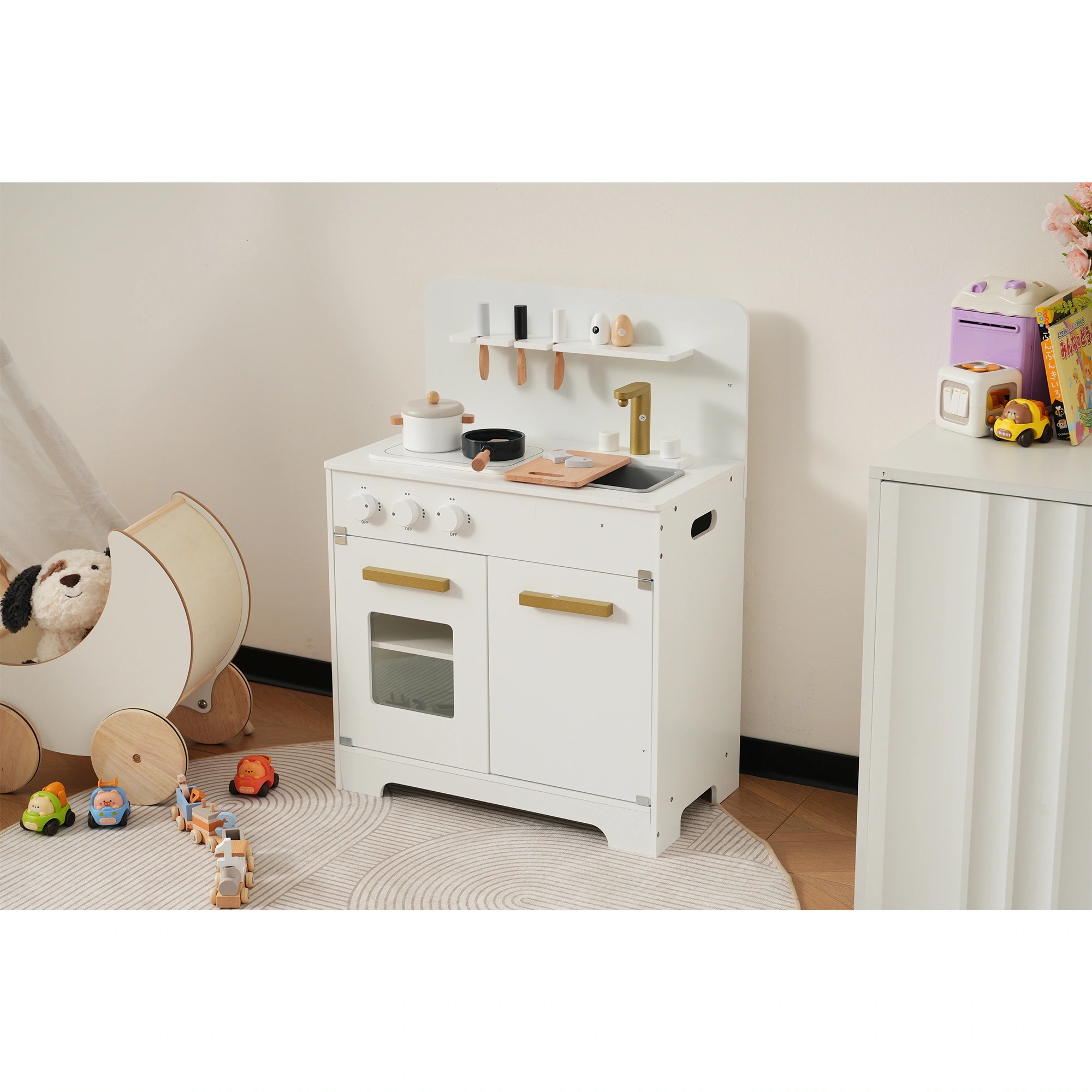 1543おままごと キッチン 木製 調理器具付き ままごとセット 誕生日 台所 知育玩具 子供用 子供 収納 まねっこ コンロミニキッチン おもちゃキッチン キッズ ベビー プレゼント【ホワイト】 9,436円