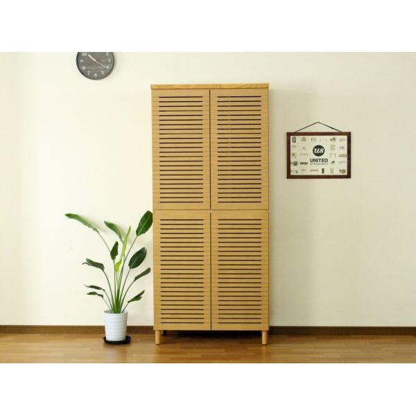 シューズキャビネット ハイタイプ（ナチュラル） 高さ約180cmx幅約80cm [完成品］