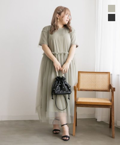 大きいサイズ レディース LL 3L 4L XL XXL XXXL オーバーチュールワンピース