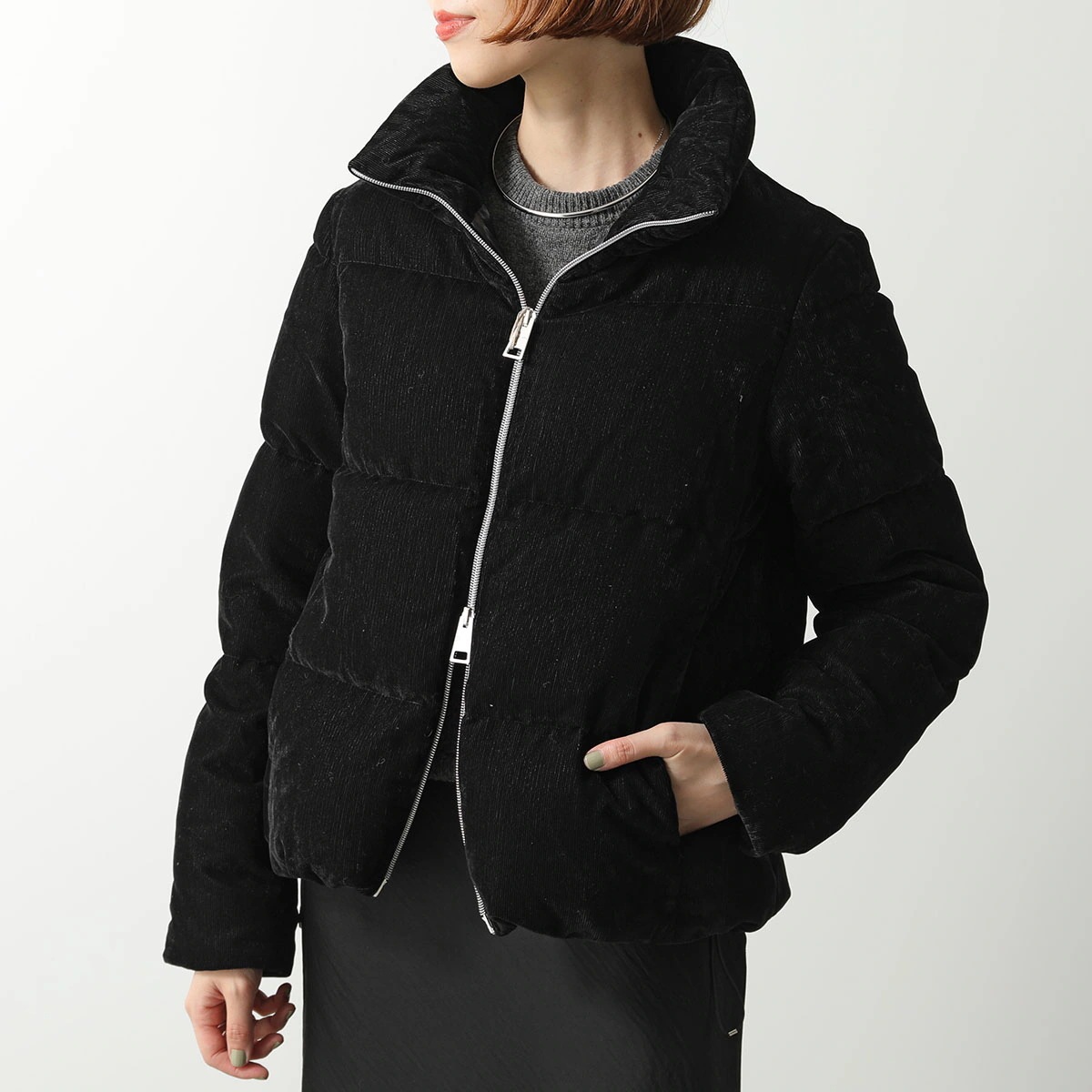 HERNO Resort ヘルノ リゾート ダウンジャケット PI00158DR 12728 レディース ブライト コーデュロイ スタンドカラー ラメ 9300