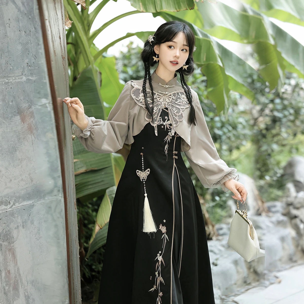 【フルセット】蝶火新韓国韓国改良cos要素雲肩上着サスペンダースカートセット秋