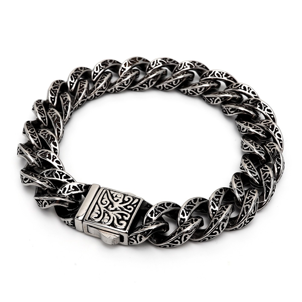 ステンレス 唐草喜平チェーンブレスレット [b505]