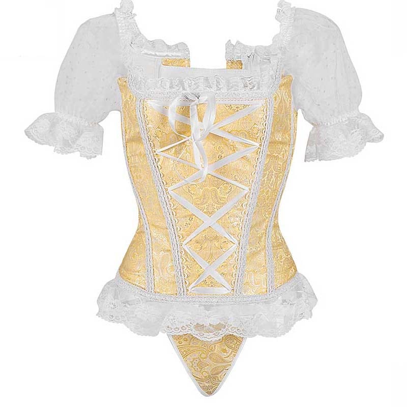 イエロー レースコルセット S M L 黄色 ポリエステル ボディースーツ コスプレ コスチューム 5,742円
