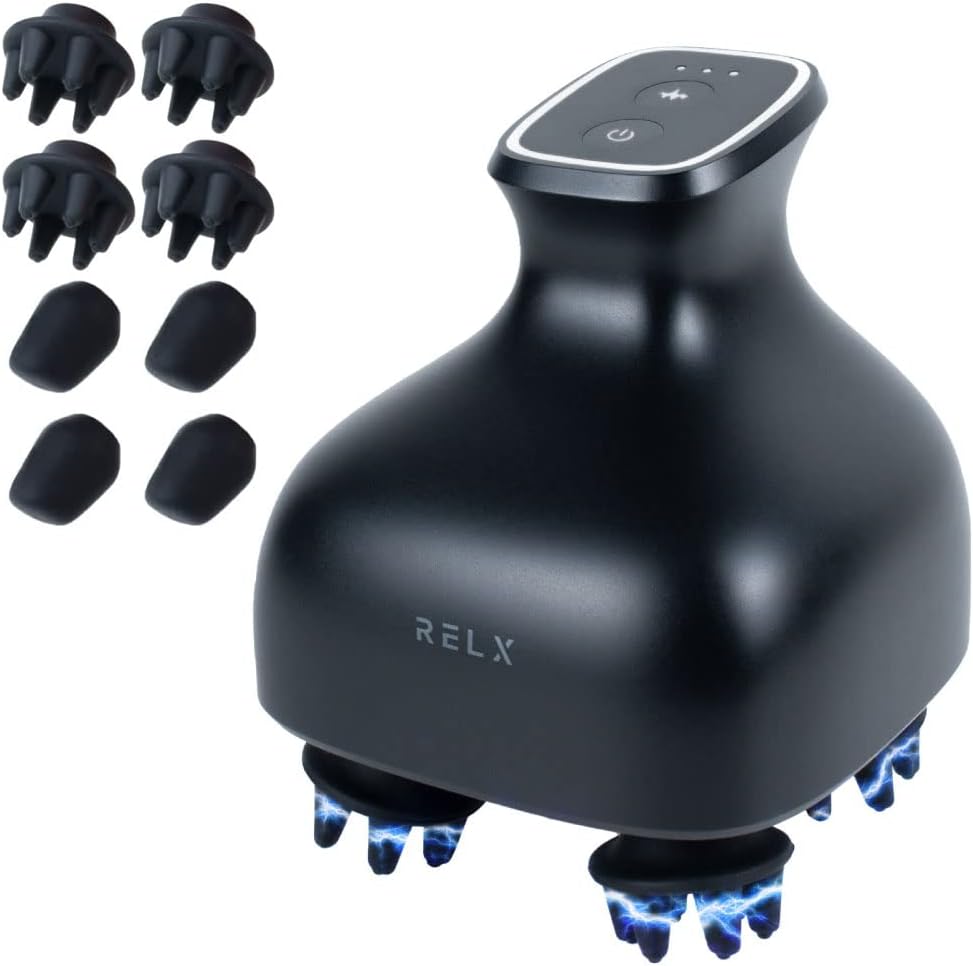 RELX EMS ヘッドスパ IPX7防水 (日本企業企画) 美容家電 頭皮ブラシ 頭皮ケア ギフト プレゼント スカルプケア (マットブラック)
