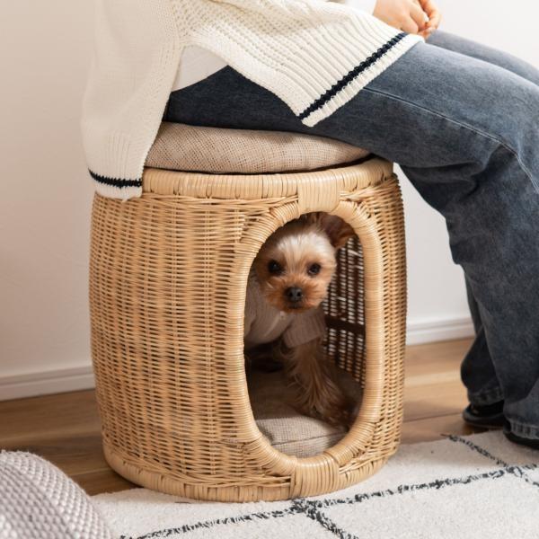 スツール ペットハウス スツール ラタン 丸型 照明 チェア 椅子 おしゃれ 腰掛 背もたれなし 収納 収納ボックス 人気