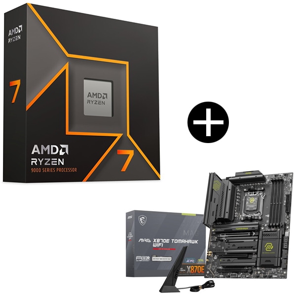 Ryzen 7 9700X W/O Cooler WOF (8C/16T3.8GHz65W) CPU + MSI MAG X870E TOMAHAWK WIFI マザーボード セット