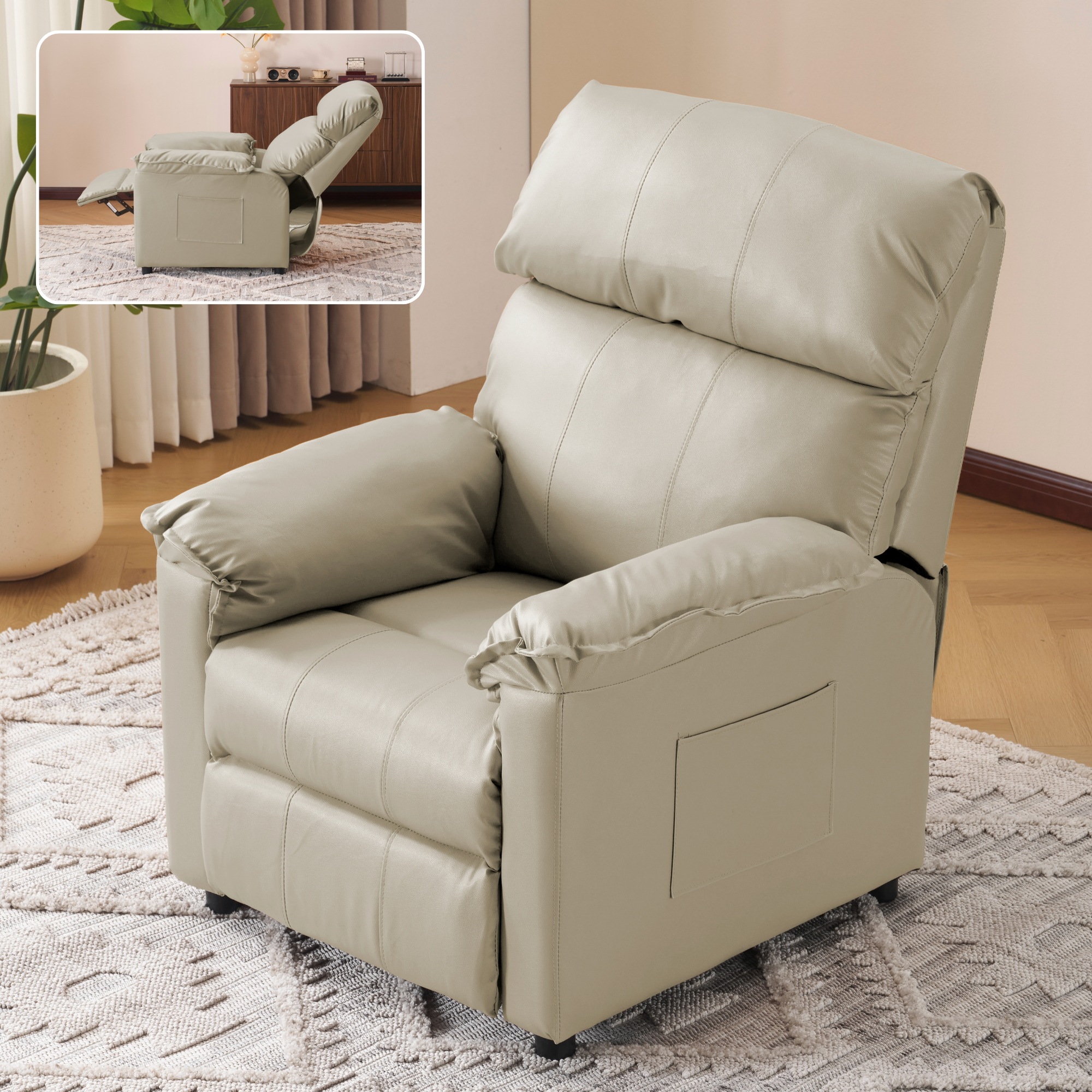 リクライニングソファー ソファー 1人掛け ゲーミングチェア PU 165度調節可能 収納ポケット付き PUレザー チェア オットマン一体型 パーソナルチェア 耐圧分散 一人暮らしに最適 ふ 【81E