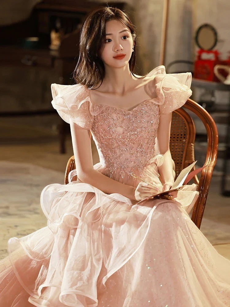 ふわっとフレアスカート ドレス フレンチイブニングドレスハイエンド軽贅沢ワンピースワンピース ドレス ワンピース 秋冬 パーティードレス ロングワンピース ニットワンピース シャツワンピース