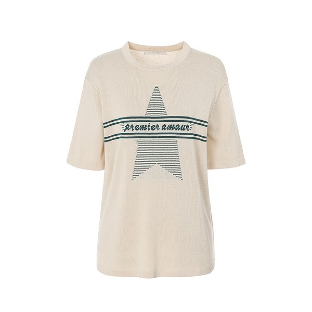 (ニューヨーク訪問) ジャカードポイント半袖ニット (VZ5SK31)