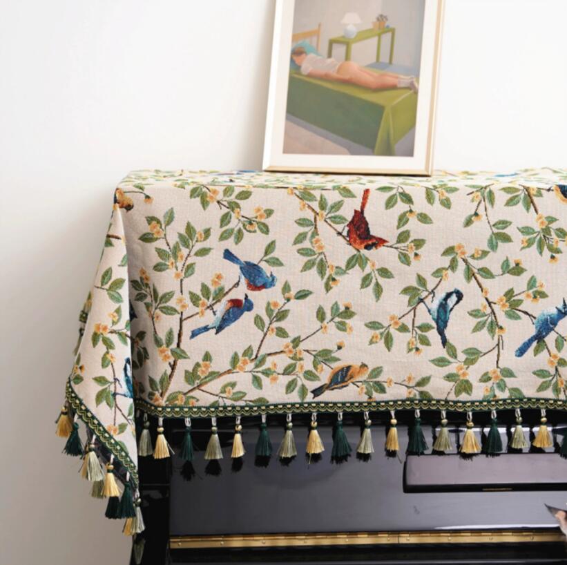 特価販売セール ピアノカバー 2点セット ピアノカバー キーボードカバー 椅子カバー リネン　アップライト トップカバー 北欧 標準直立型ピアノ用 おしゃれ ピアノ掛け 汚れ防止 便利 ヨーロッパ風