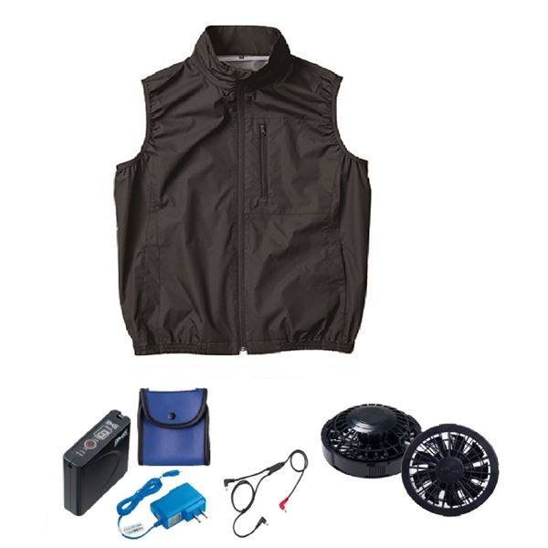 KU92140 空調服 R ポリエステル製 遮熱 タチエリ ベスト FAN2200B・RD9261・LISUPER1セット ブラック 5L 14,929円