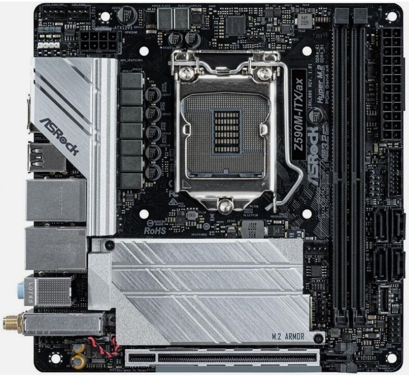 ASRock Z590M-ITX/AX LGA 1200 Intel Z590 SATA 6Gb/s Mini ITX Motherboard
