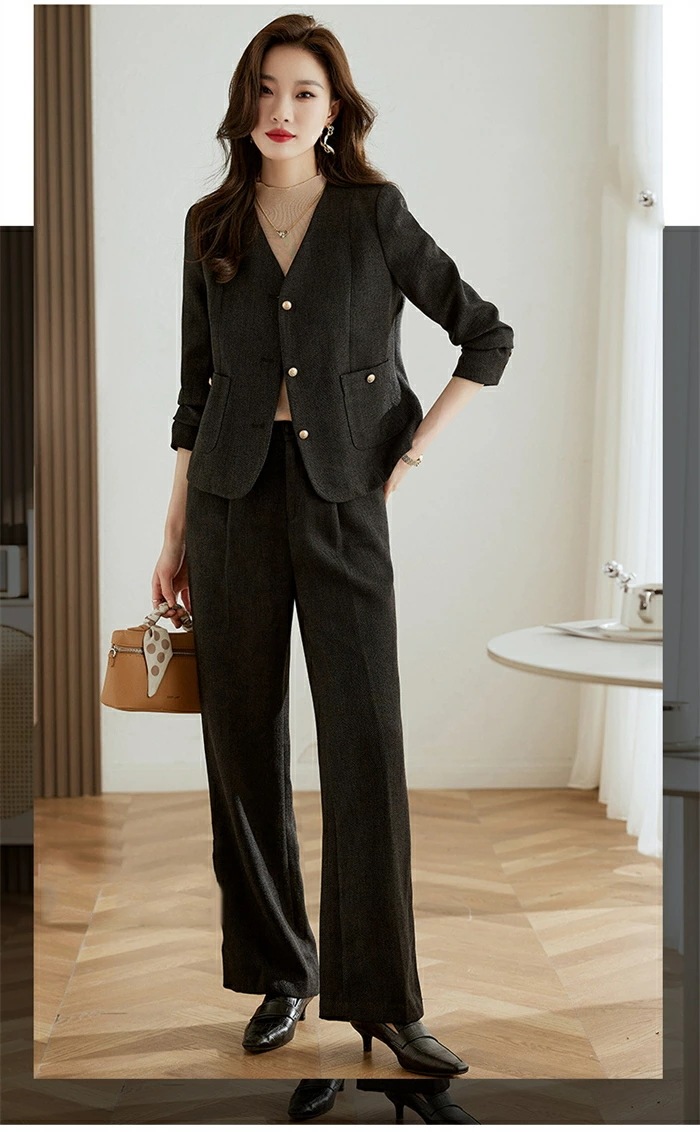 セットアップ レディース スーツ パンツスーツ ツイード風 セレモニー ママセット ビジネススーツ フォーマル テーラードジャケット＆ワイドパンツ 2点セット 入学式 卒業式 入園式 卒園式 着痩せ 6,605円