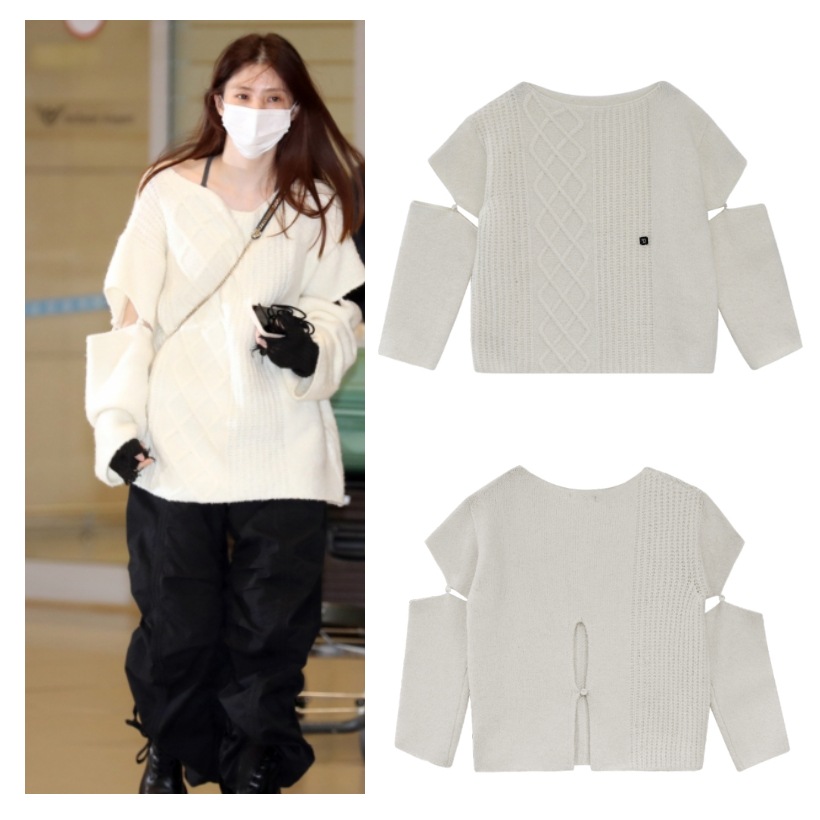 [ハンソヒ 着用]TREEMINGBIRD 袖スリットボートネックニット 20,440円