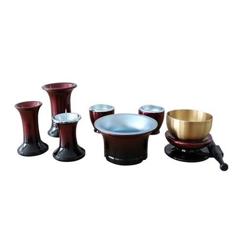仏具セット おりん付き 7点セット 仏具 一式 セット ミニ おしゃれ モダン おりん ワインレッド ミニ仏壇用