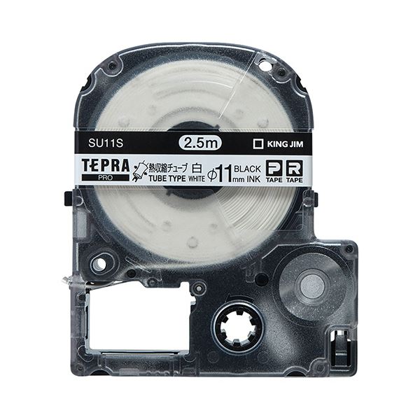 (まとめ) キングジム テプラ PRO テープカートリッジ 熱収縮チューブ 直径11mm 白／黒文字 SU11S 1個 (×10セット)