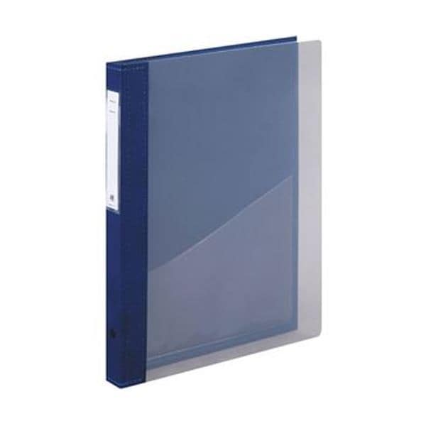 （まとめ）リヒトラブ カルテブック（クリヤー）A4タテ 4穴 背幅28mm ブルー HB417-1 1冊(×5セット)