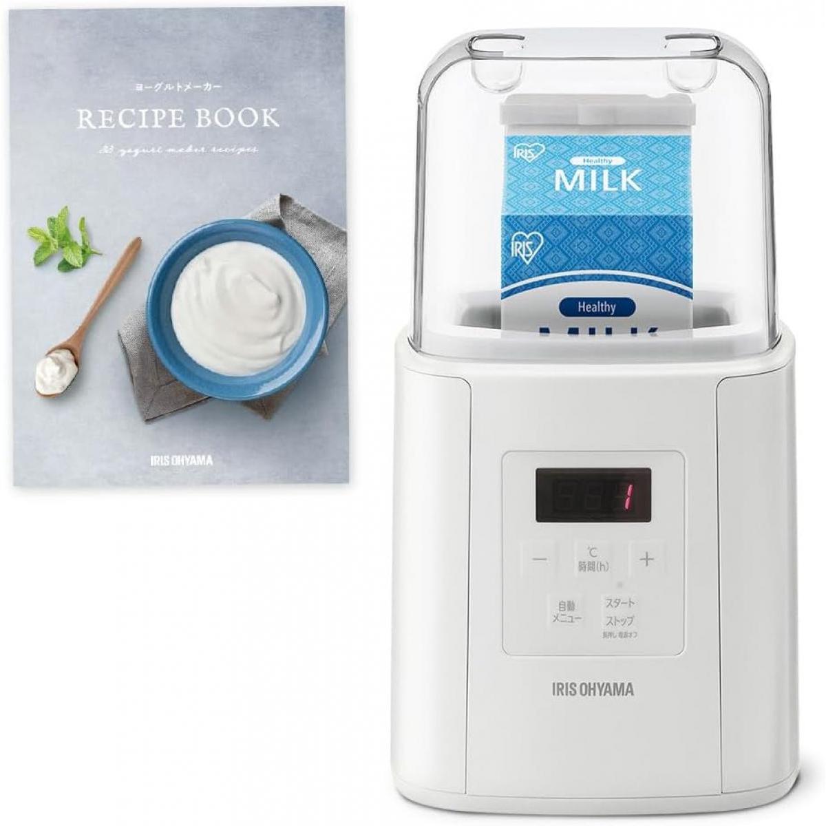 【在庫有・即納】アイリスオーヤマ ヨーグルトメーカー 豆乳パック対応 甘酒メーカー 飲むヨーグルト 低温調理 自動メニュー レシピ付き IYM-016-W ホワイト
