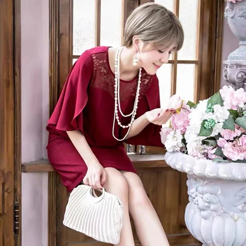 パーティードレス ワンピース 結婚式 ドレス パーティー 大きいサイズ レース 総レース 二次会 お呼ばれ 服 大人 半袖 長袖 2018新作