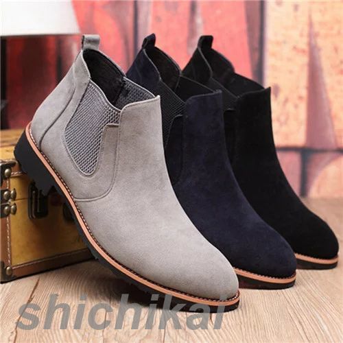 メンズ ショートブーツ サイドゴアブーツ革靴レザー シューズ ドレス カジュアル チェルシーブーツ ビジカジ シークレット 5CM UPスエード