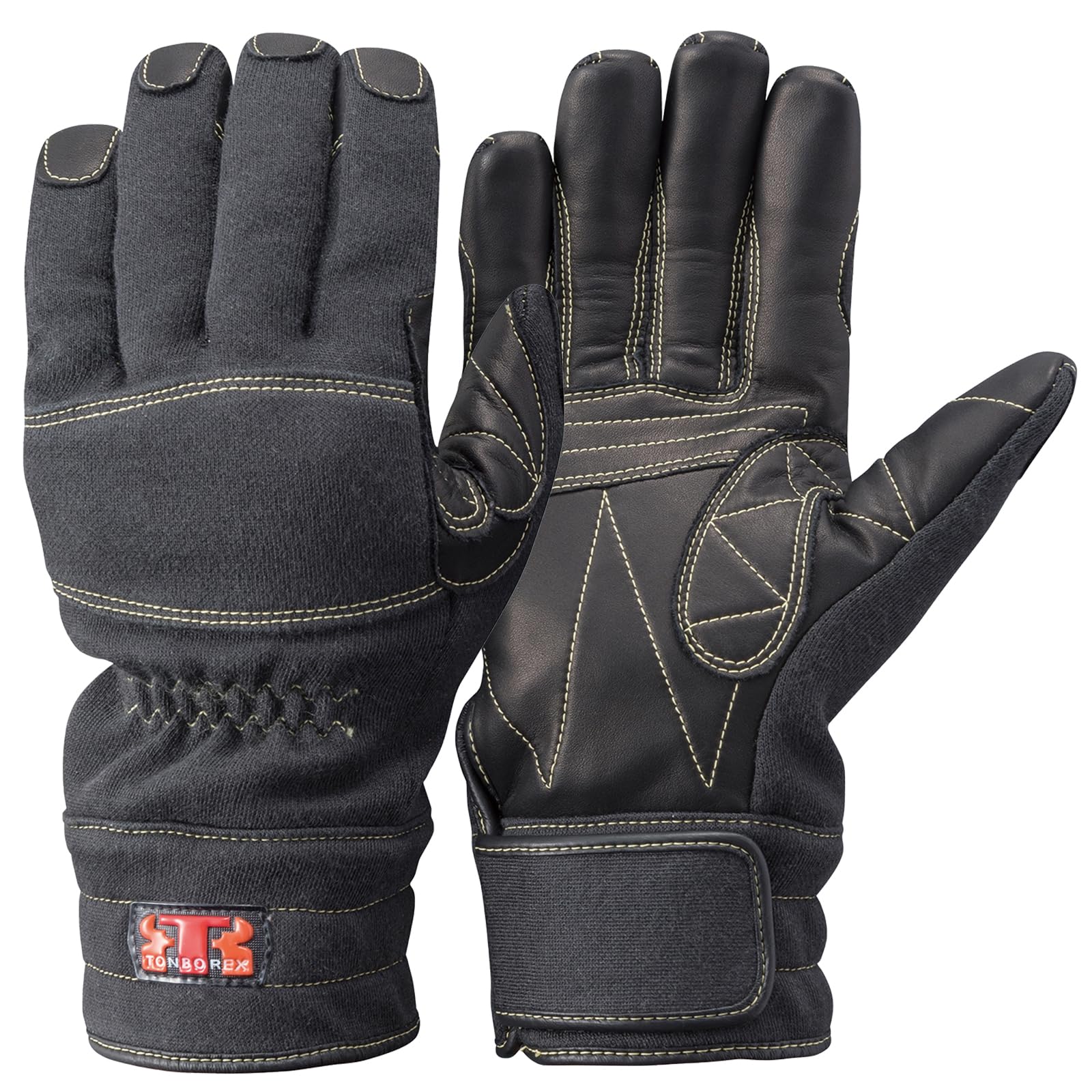 [TONBOREX] ケブラー繊維製 防火 防水 手袋 K-A178 ブラック JFCE種別A認定商品 耐切創手袋 パラ系アラミド×メタ系アラミド Ｗニット セラミックレザー ガンカット 立体縫製 グ