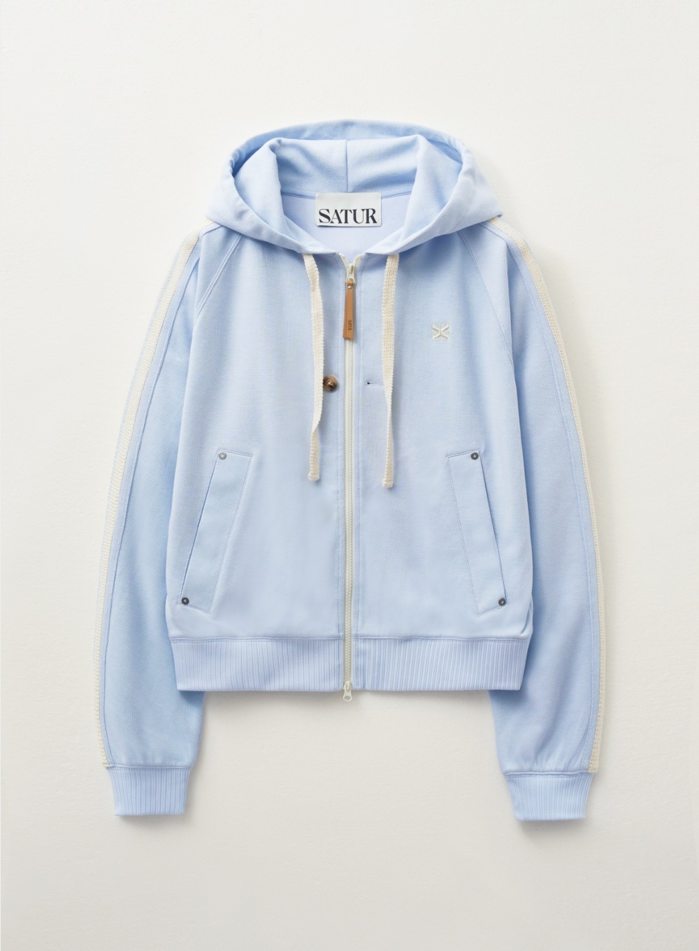 【SATUR】 LAWTON LOOSE FIT HOOD ZIP-UP : SKY BLUE