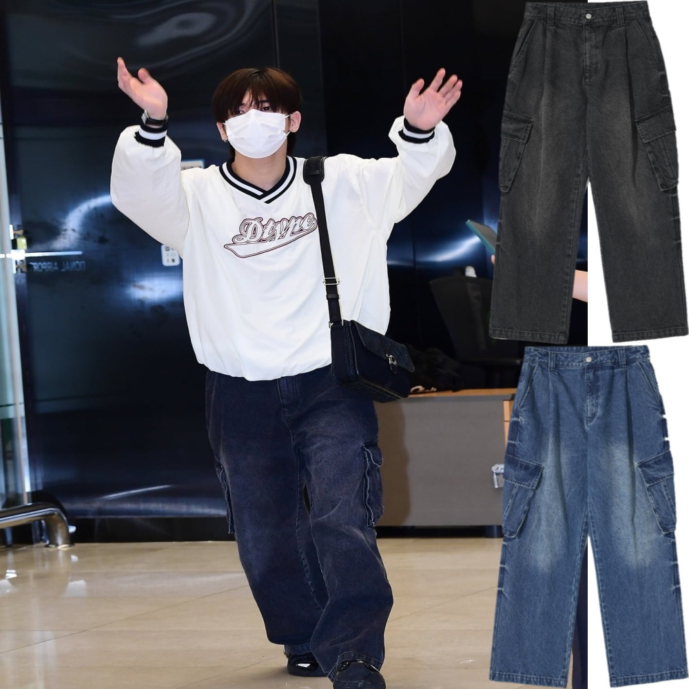 TXT テヒョン 着用/Denim Wide Washing Cargo Pants/ユニセックス