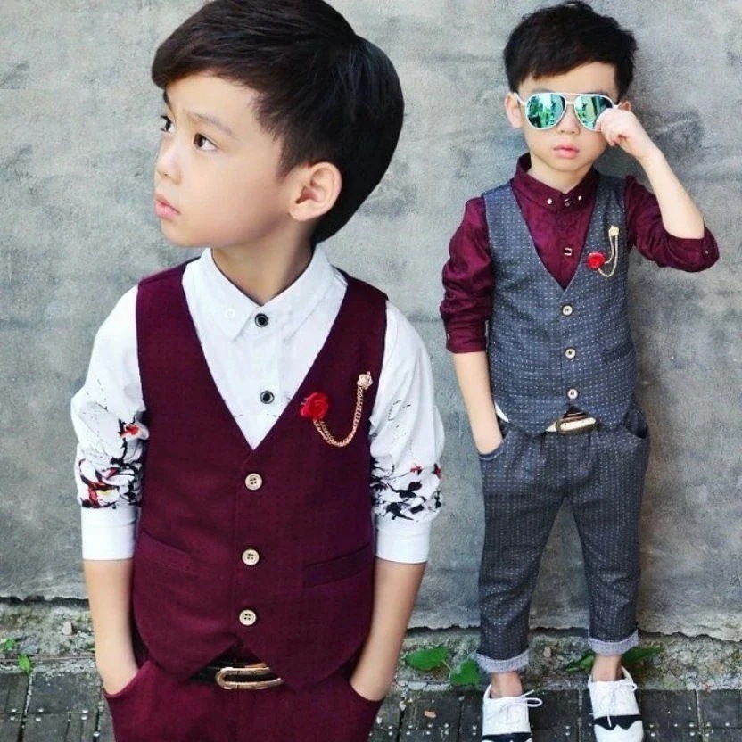 スーツ 子供服 男子 2点セット ベストスーツ フォーマル グレー ワインレッド キッズ 入園式 卒園式 七五三 入学式 卒業式 結婚式 発表会 ピアノ パーティー90 100 110 120 130