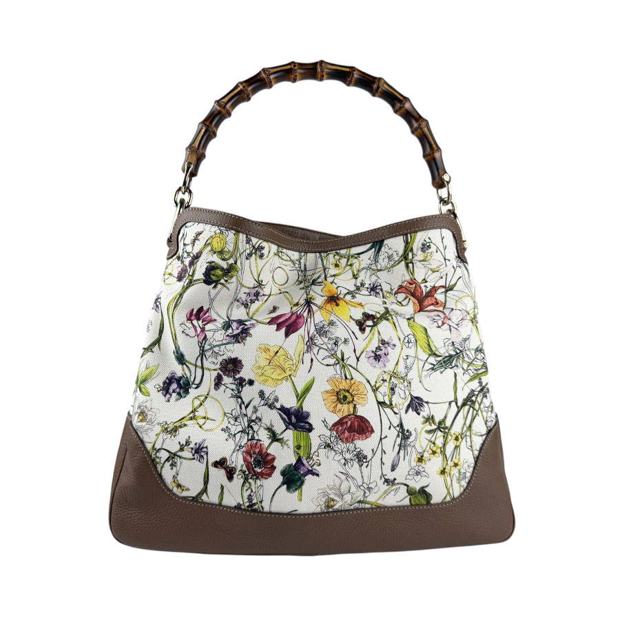 グッチ GUCCI ショルダーバッグ ハンドバッグ フローラ キャンバス/レザー ホワイト系マルチカラー×ブラウン レディース 282315 z6126