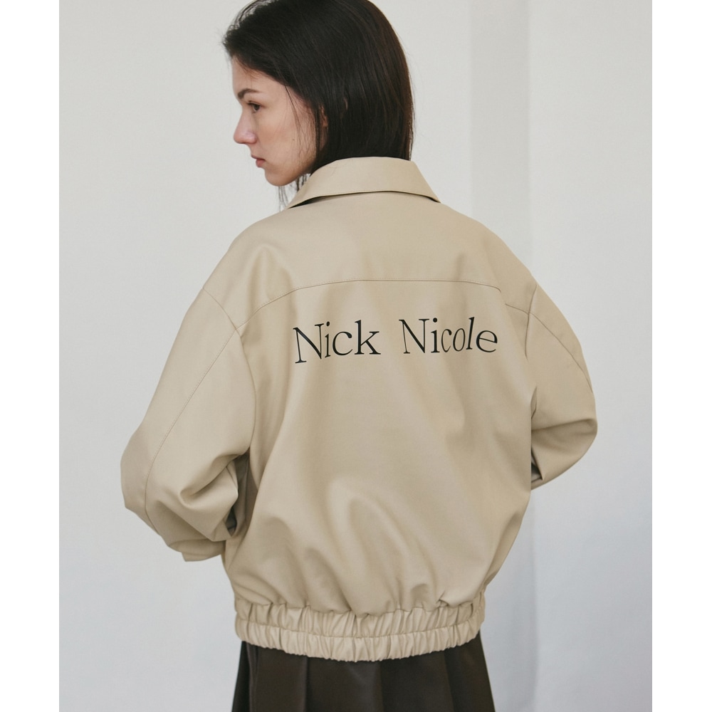ニック&ニコールニコールヴィーガンレザーブルゾン_ライトベージュ