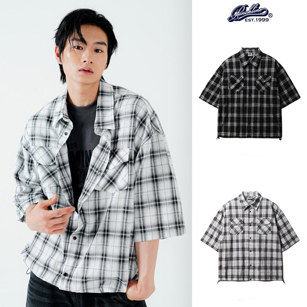 [PUNCHLINE] Raver String Short Sleeve Check Shirt