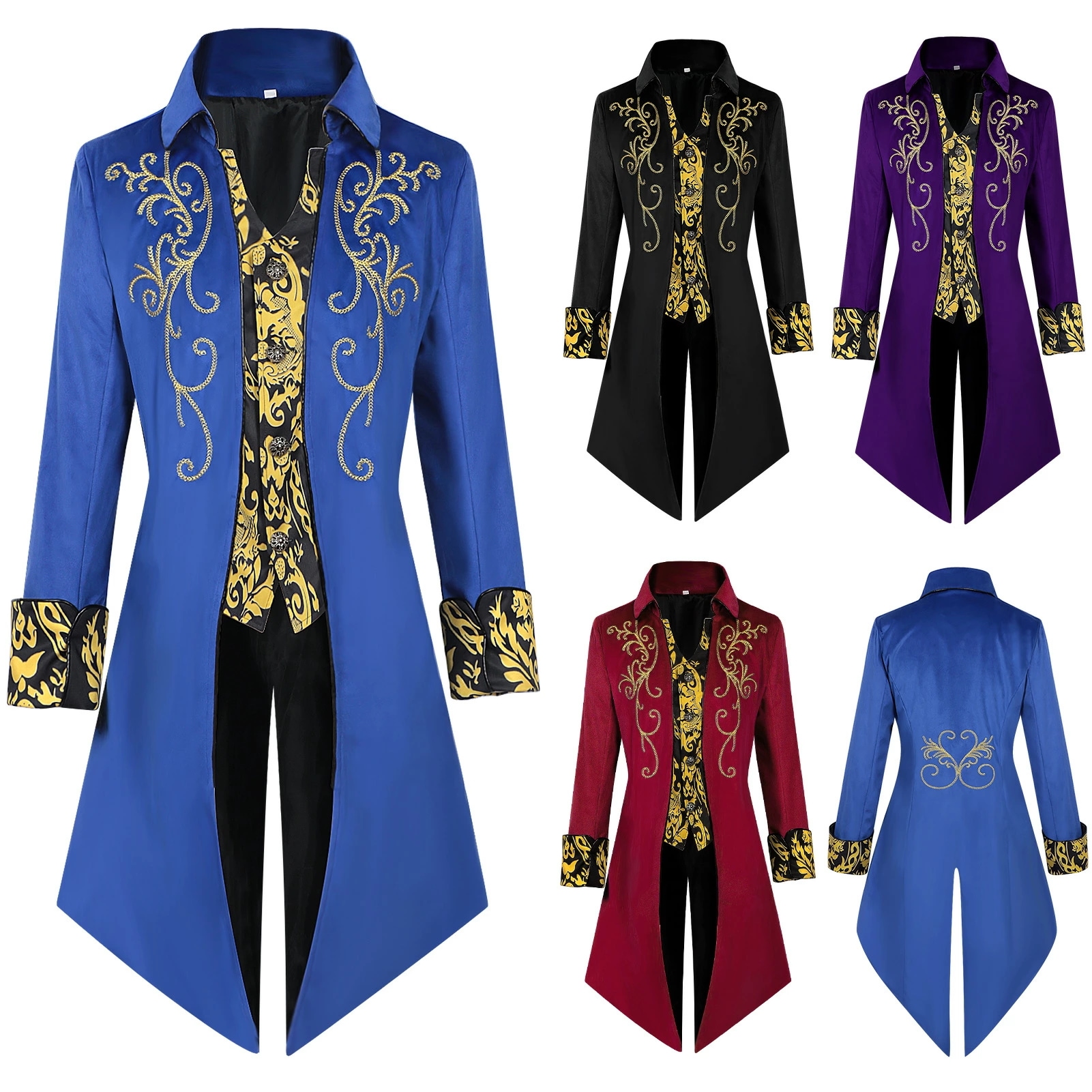 メンズジャケット 中世レトロ服 紳士服 舞台衣装 メンズロング パンクレトロ タキシード 燕尾服 欧 ヨーロッパ 王子様 貴族 マジシャン コスプレ ステージ衣装 ハロウィンコスチューム ハロウィン