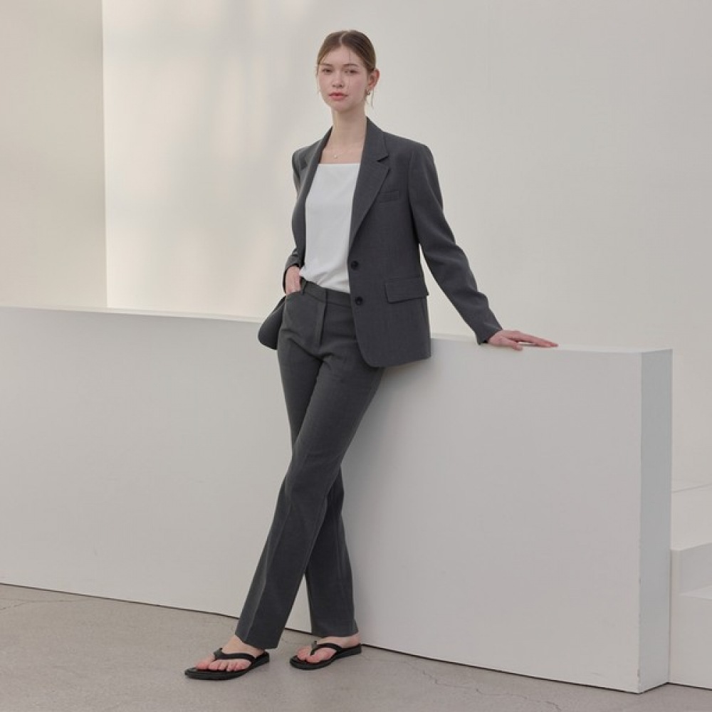 [リアーナニューヨーク] スリムストレートスラックスパンツ_ディープグレー