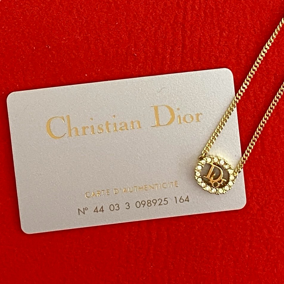 ロゴ モチーフネックレス GP ラインストーン ゴールド 08878