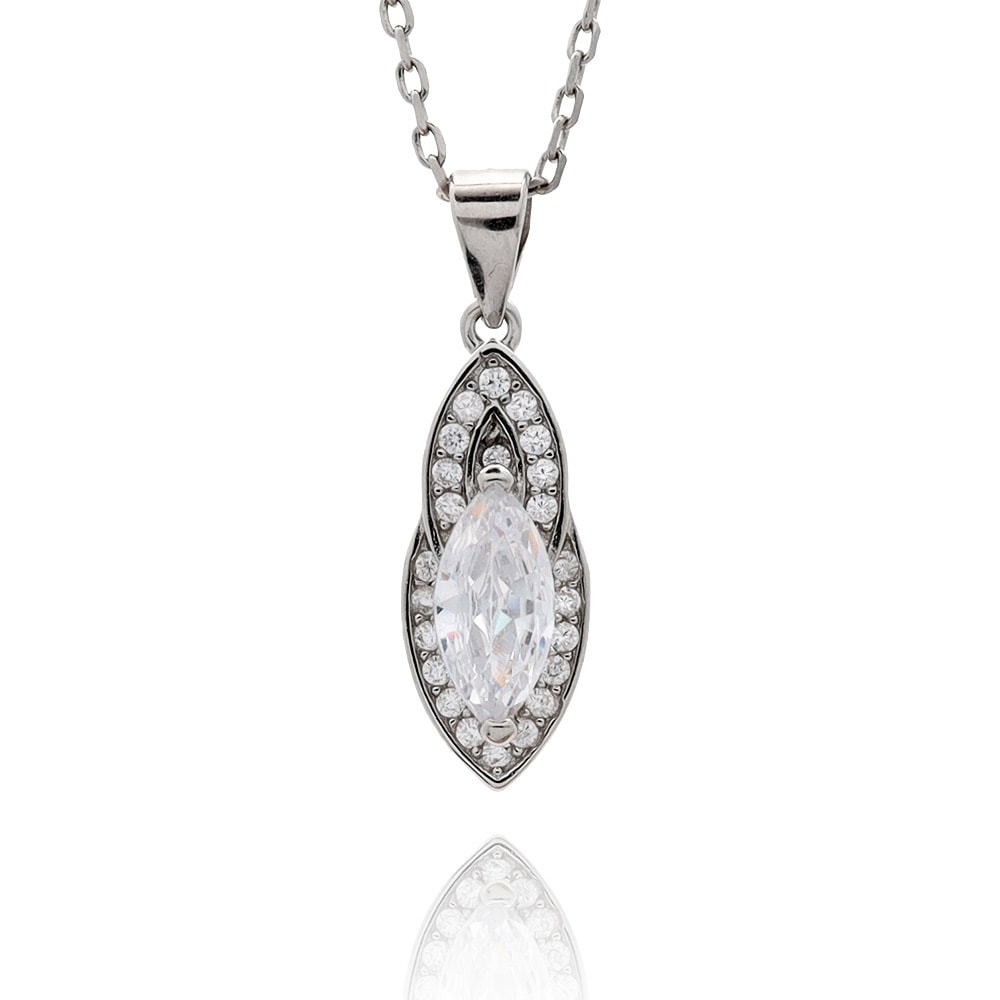 S925 アーモンド ネックレス 銀 [fhns016-silver]