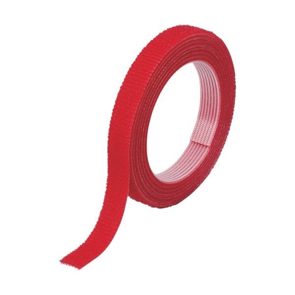 （まとめ）マジックバンド 結束テープ 両面 幅40mmx長さ1.5m 赤 1巻[x5]