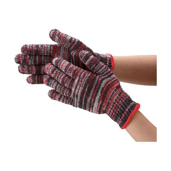 （まとめ）カラー軍手 雑色 赤 TGC-500-R 1パック（10双） [x10セット]