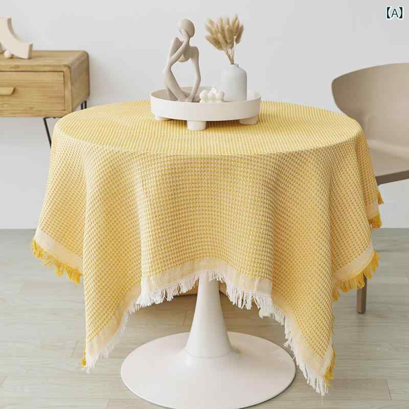 テーブルクロス おしゃれ インテリア ティー コーヒー フランス 綿 リネン タッセル 大気 写真 背景 装飾 布 コーヒー ラウンド