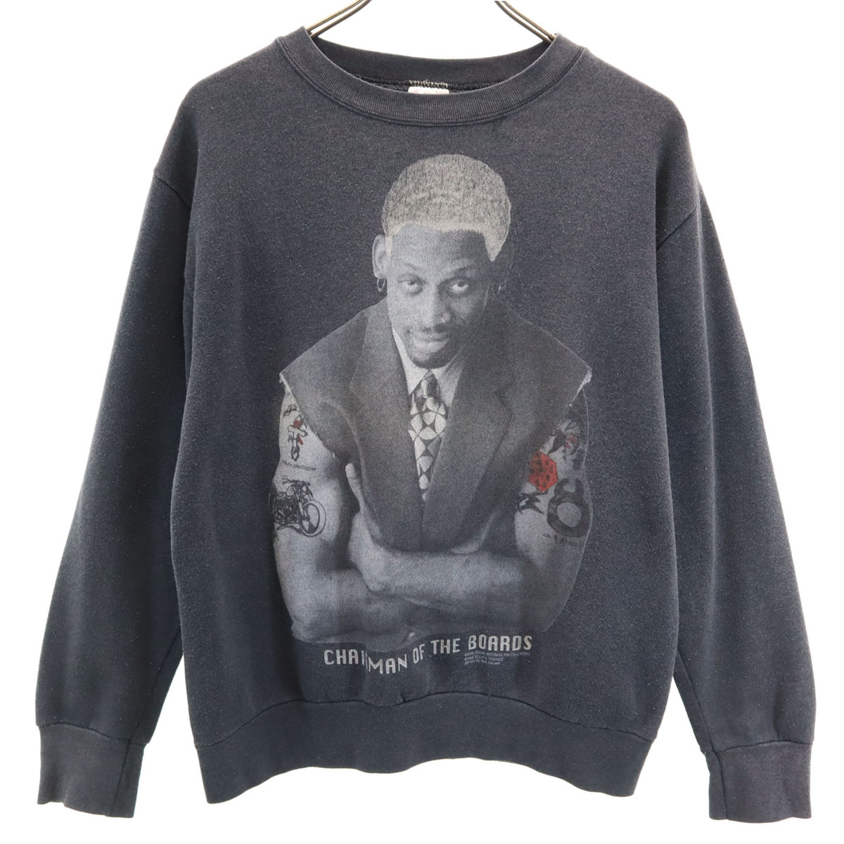 90s オールド ロッドマン デニスロッドマン 長袖 スウェット M グレー Dennis Rodman 裏起毛 メンズ 古着