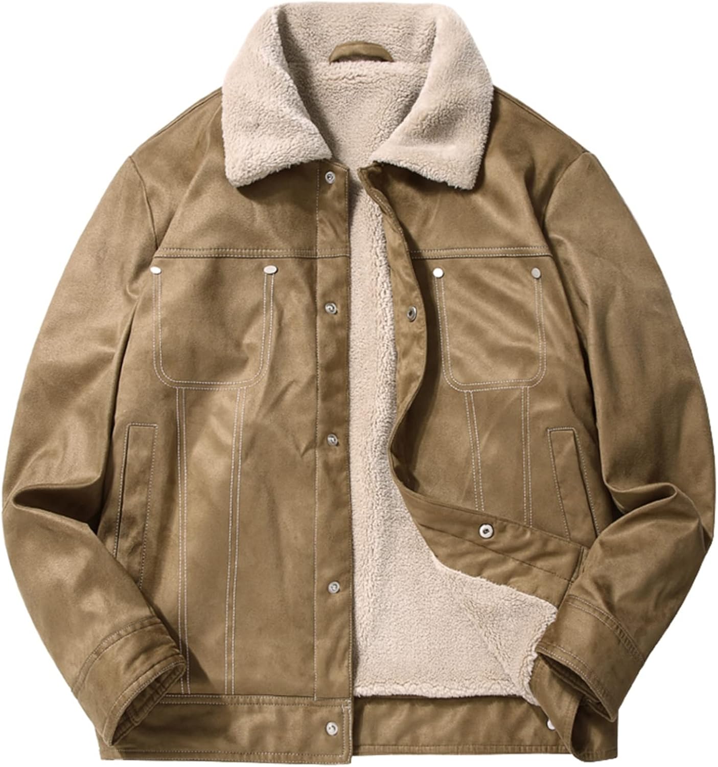 メンズ フリースボア ジャケット M-4XL 厚手 秋冬着 ブルゾン 折り襟 ウインドブレーカー スタジャン ジャンパー 綿服 アウター 防寒着 保温 会社 オフィス アウター シンプル 無地