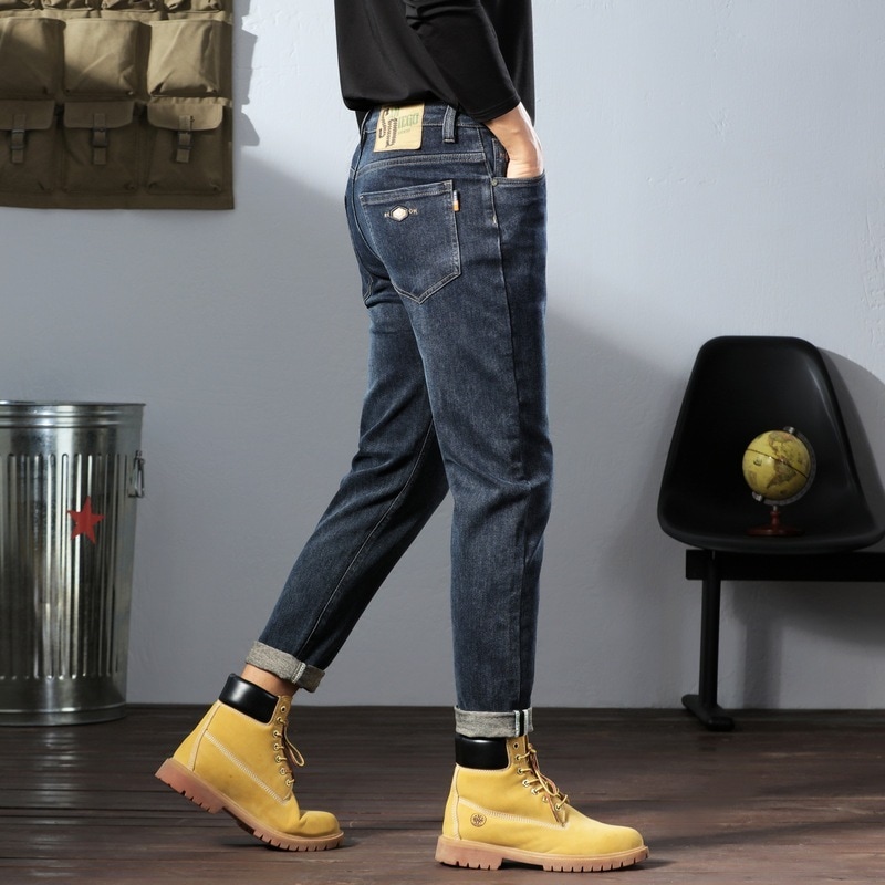 伸縮性カジュアルメンズxintangジーンズシンプルで多用途通気性マイクロテーパードユースデニムメンズパンツ