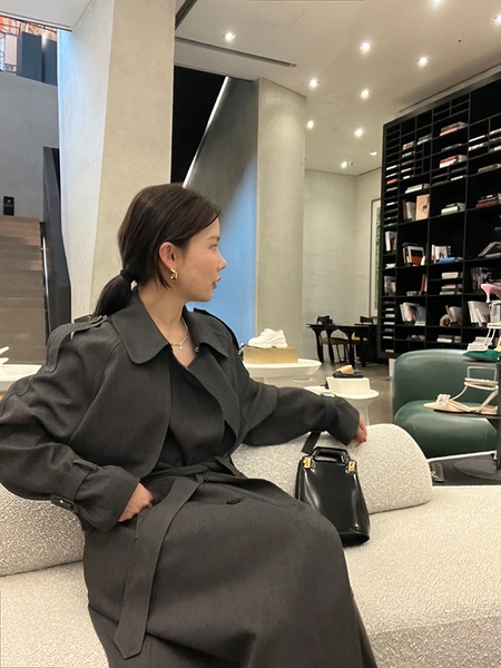 はスタイル重視オーラ1.8メートルの大きいサイズのウインドブレーカー/ロング気質コート