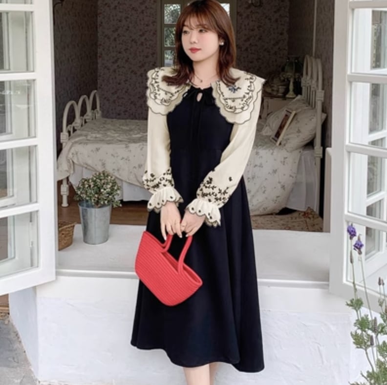 ワンピース デート フレアワンピース ミモレ ミモレ丈 袖あり 長袖 かわいい 大人可愛い きれいめ シンプル カジュアル 大人 上品 おしゃれ お洒落 主役級 存在感 春 秋 10代 20代 30代