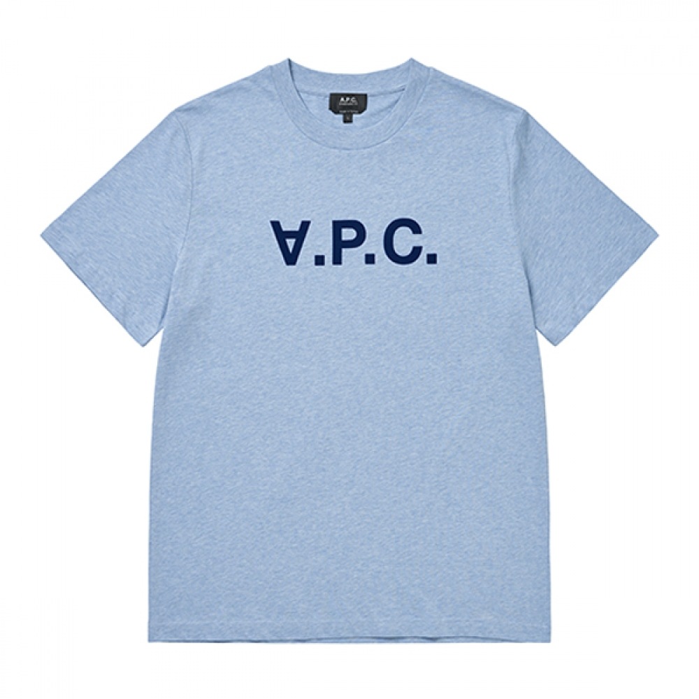 APESSE COBM M26384 トップブルーシエルチャイナ/ブルー PVC ベルベットロゴスタンダードグランドコモンショートスリーブ T シャツ