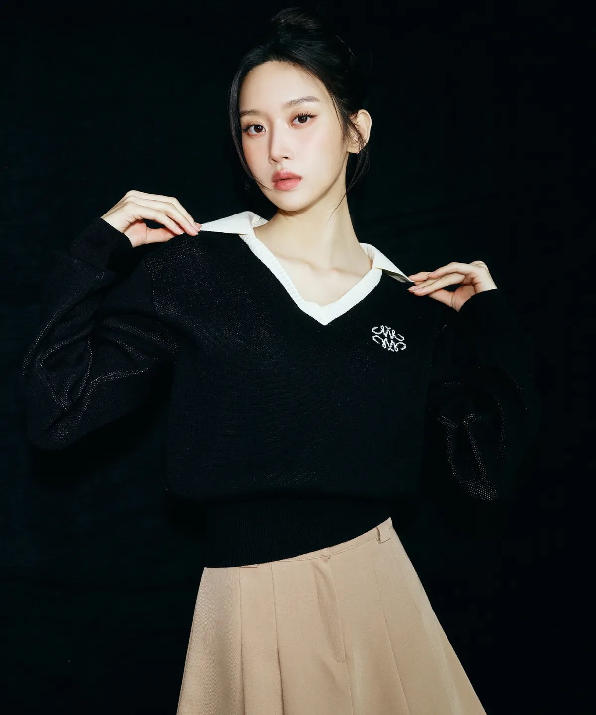 [ムン·ガヨン着用] CLASSIC COLOR BLOCK COLLAR KNIT_BLACK 韓国の人気ファッションブランド