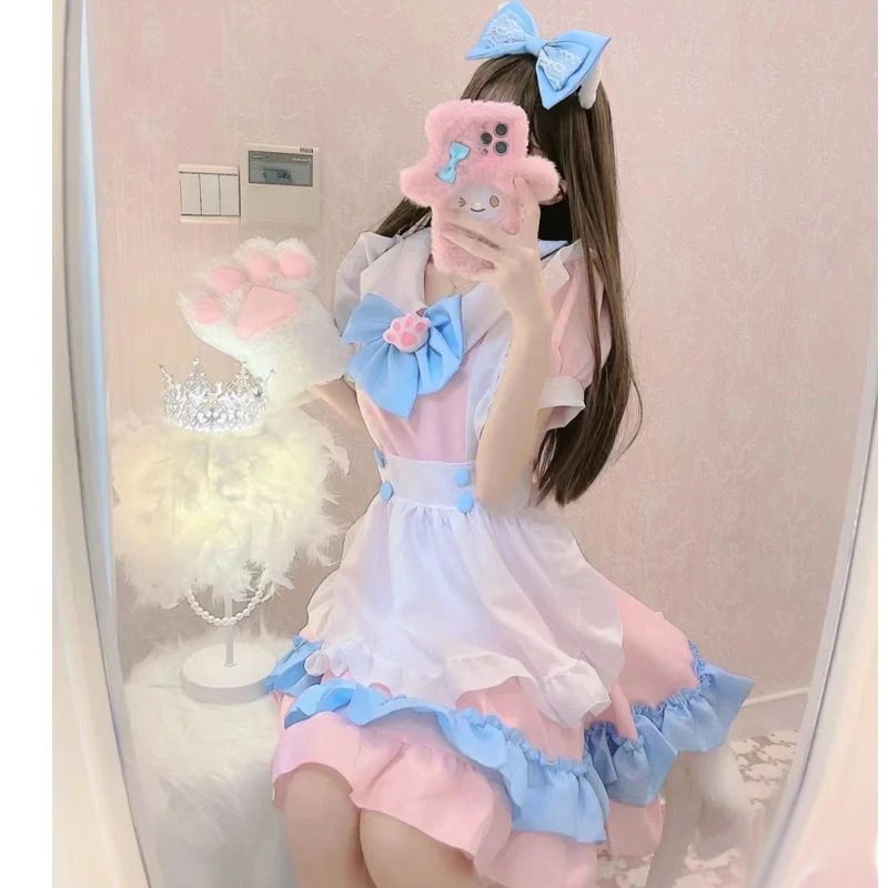 日系メイド可愛いロリータスカート少女アニメメイド服ロリータコスプレパフォーマンス服